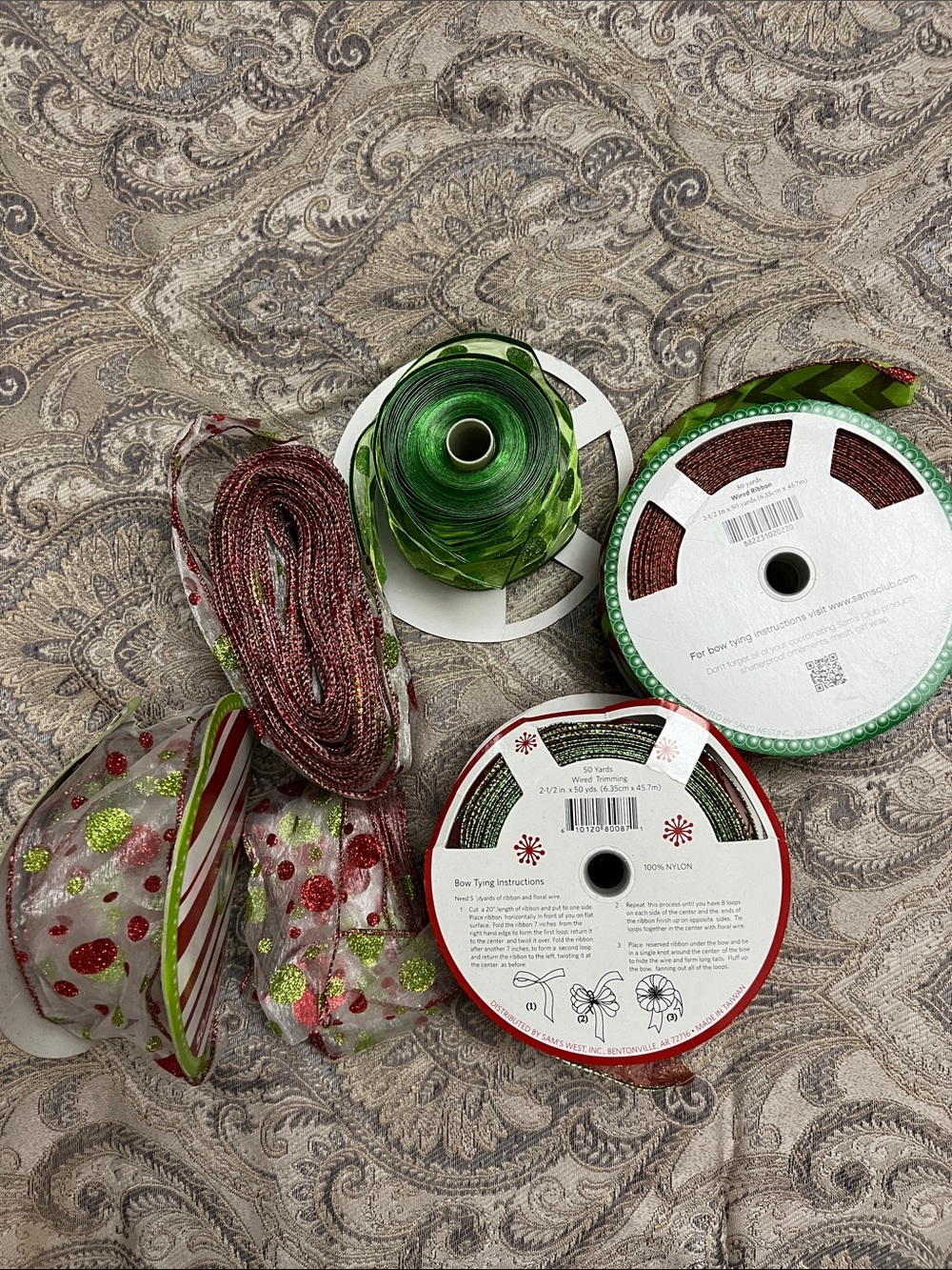 Holiday Ribbon Bundle - Green & Red Decorative Ribbon Set 100+ yards